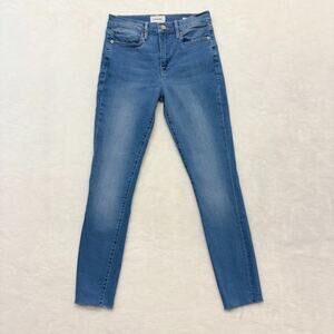 FRAME Denim Le High Skinny Raw Edge Keynote Medium Wash Womens Jeans Size 28
